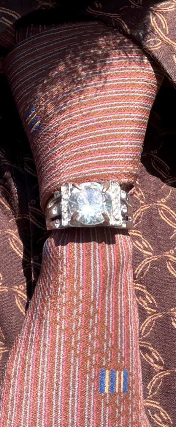 Rhinestone Ring with Silver Band