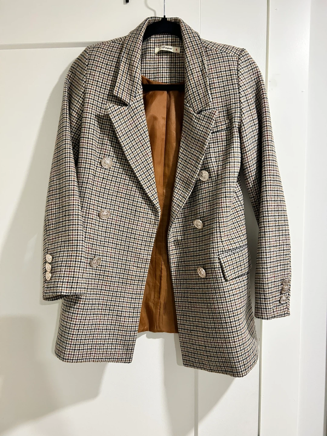 Houndstooth Double-Breasted Blazer S - photo 4