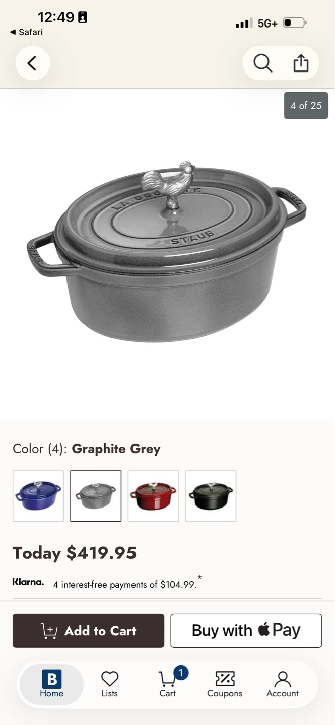 Staub Oval Dutch Oven - Graphite Grey