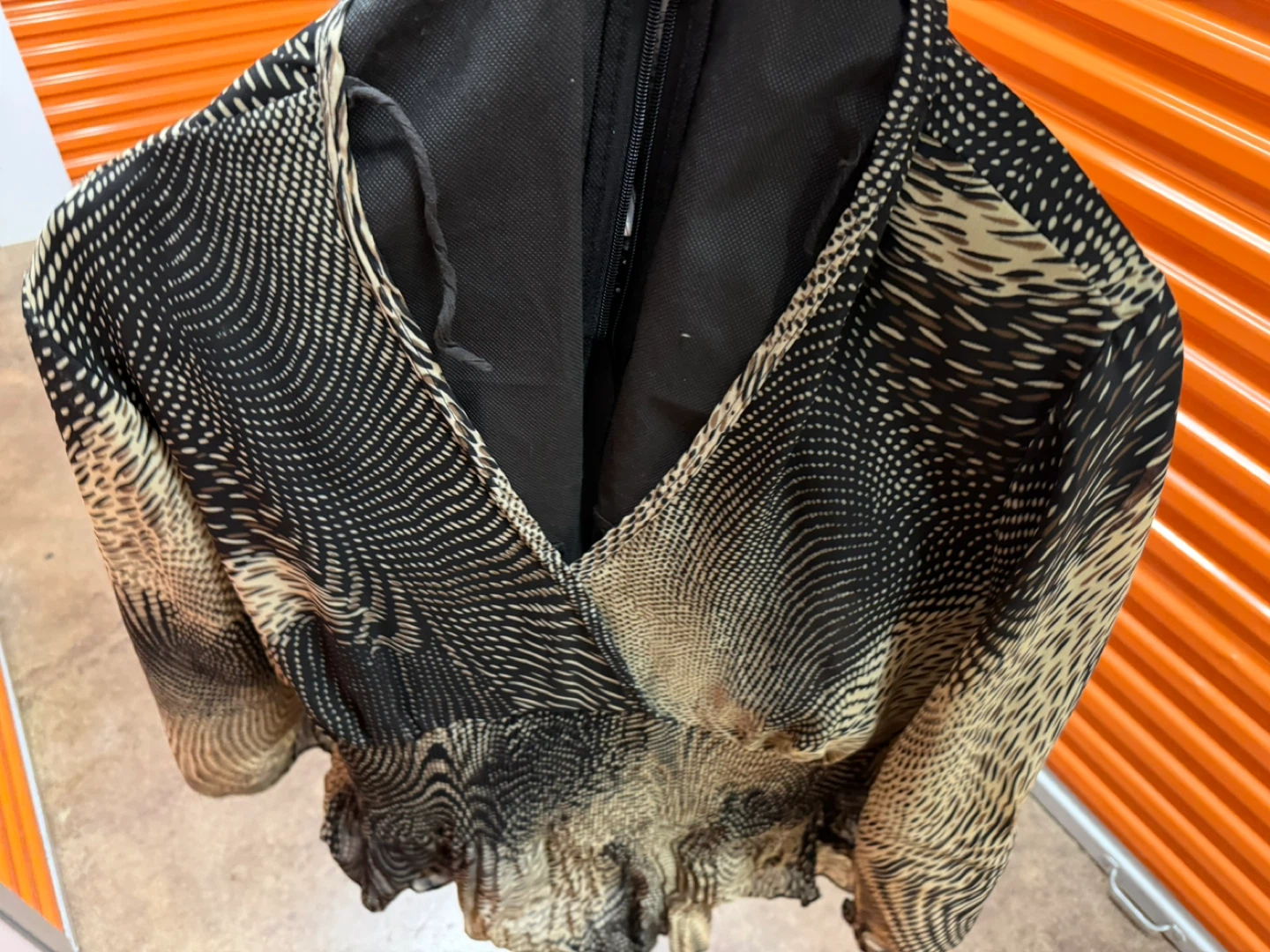 Women's Sheer Black and Tan Print Blouse