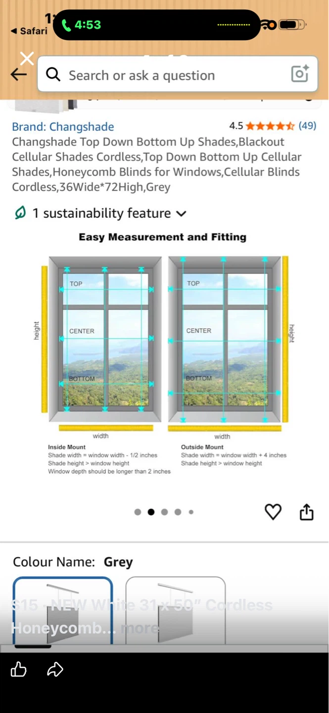 New 31 x 50” Cordless Honeycomb Blinds - photo 4