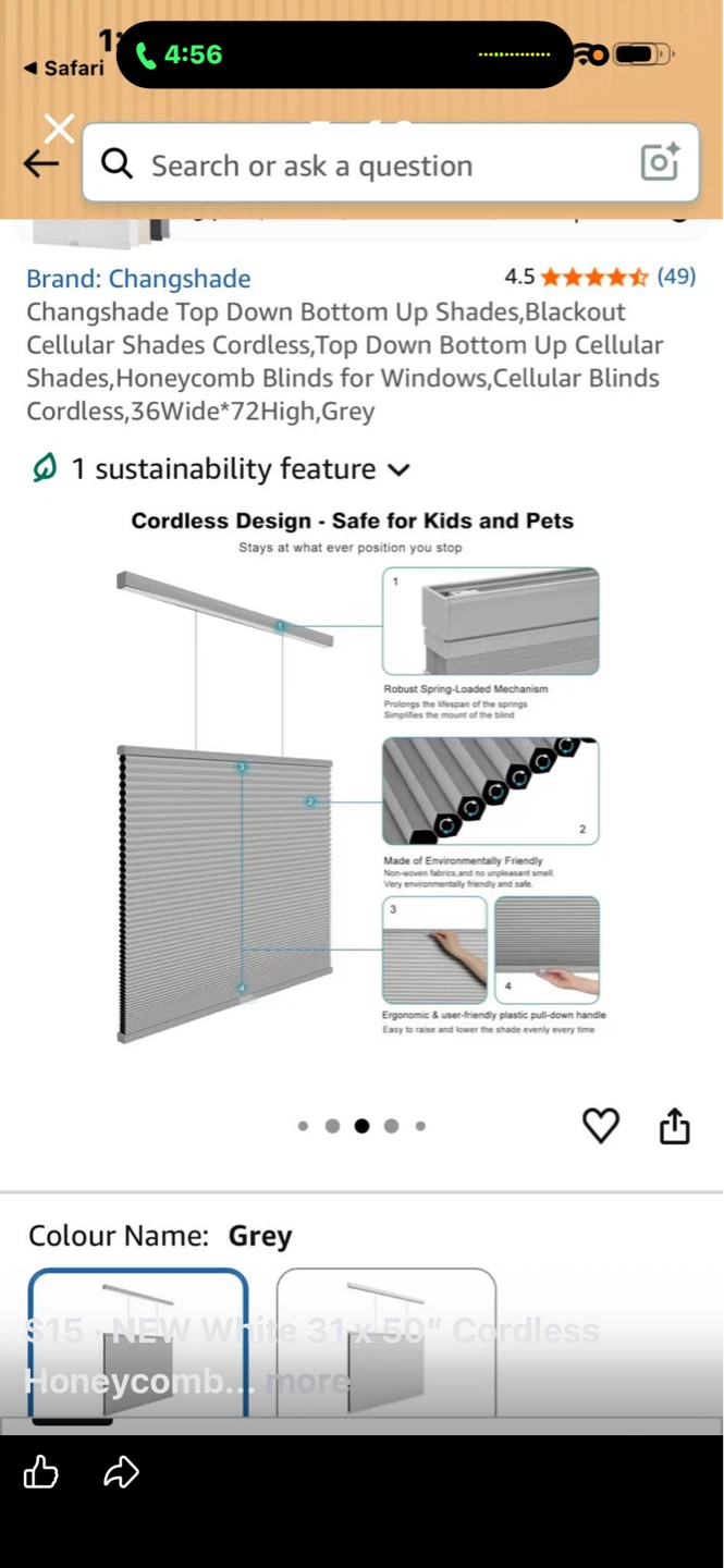 New 31 x 50” Cordless Honeycomb Blinds - photo 5