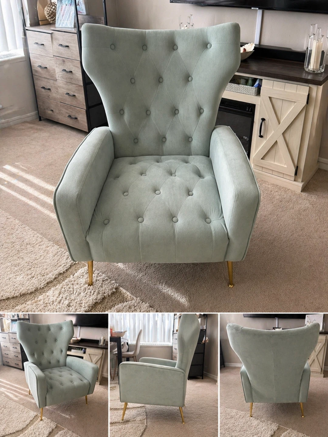 Teal And Gold Accent Chairs (Wayfair) - Set of 2