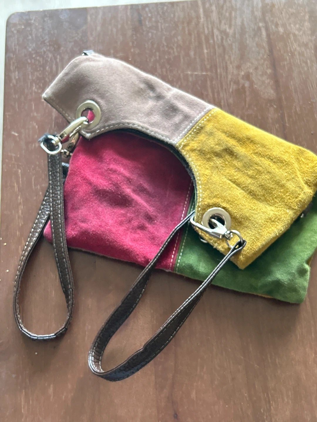 Colourful Suede Wristlet Pouch
