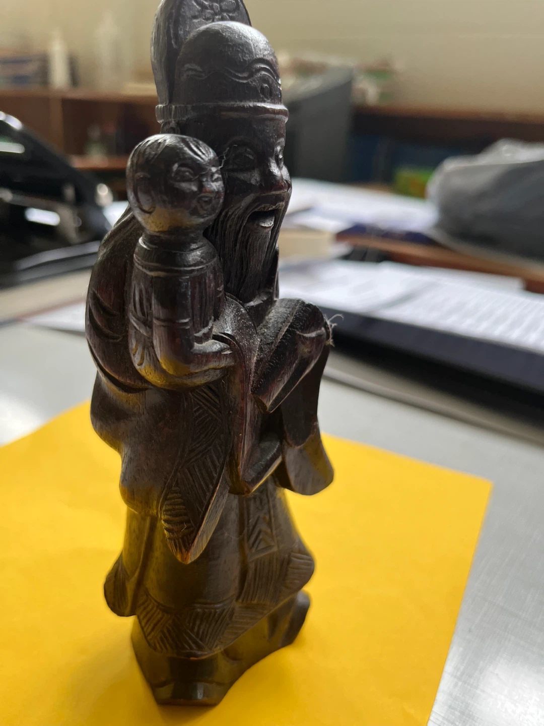 Asian Carved Wood Longevity Gods Fu Lu Shou - photo 5