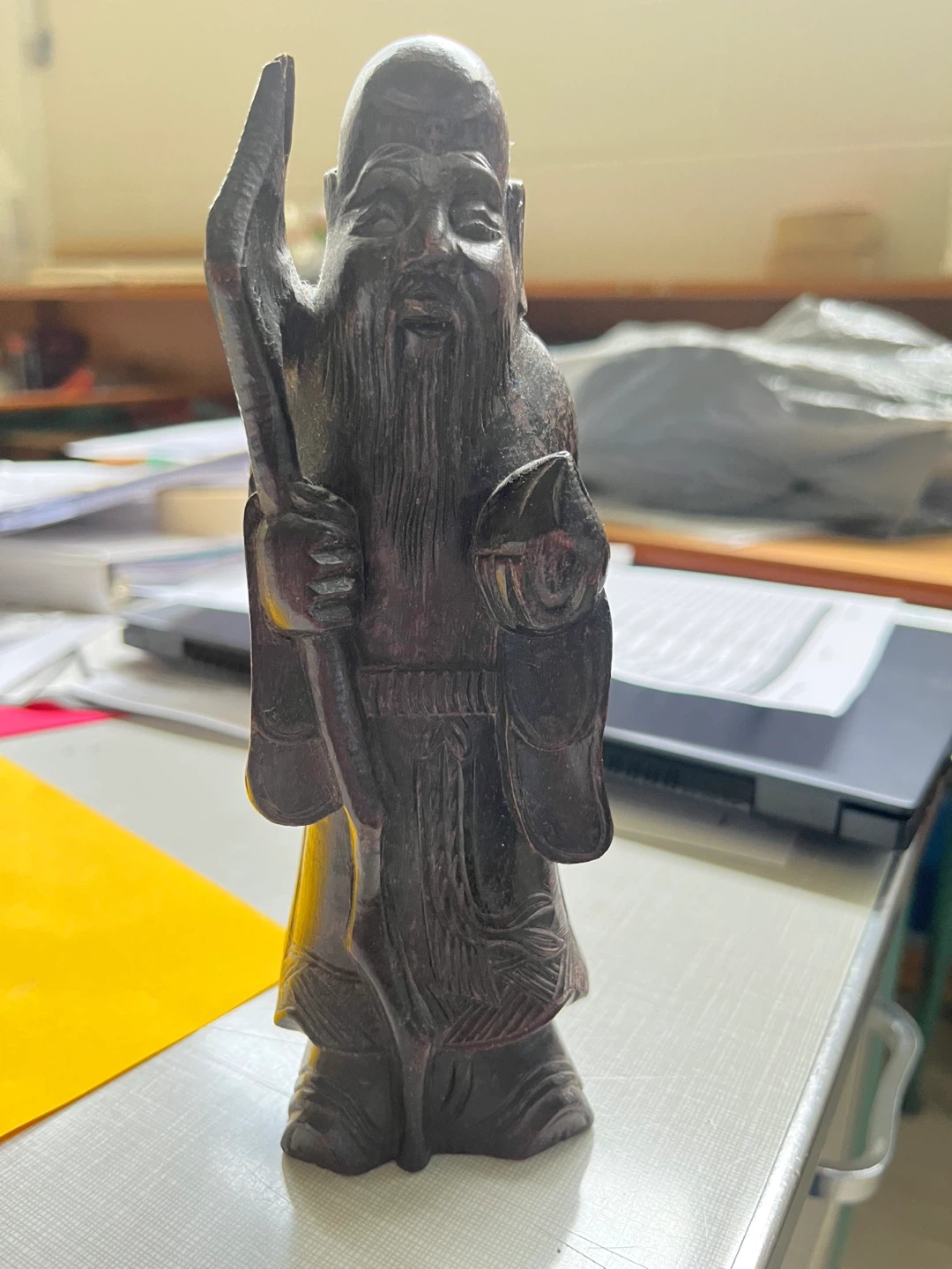 Asian Carved Wood Longevity Gods Fu Lu Shou - photo 2