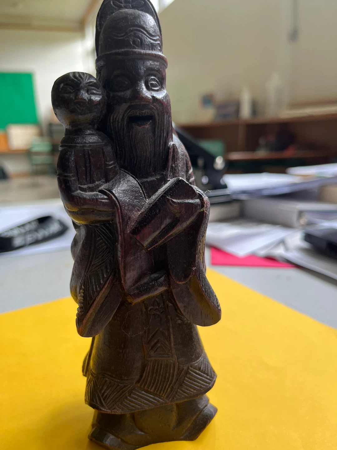 Asian Carved Wood Longevity Gods Fu Lu Shou - photo 4