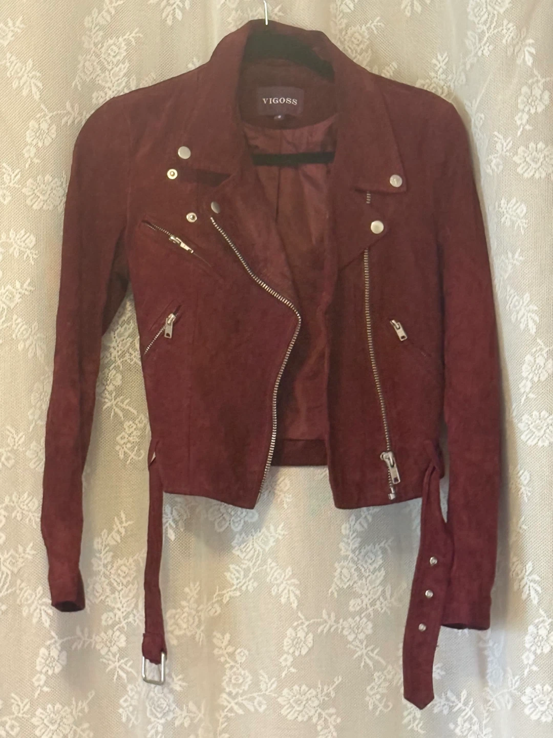 Vigoss Burgundy Suede Moto Jacket