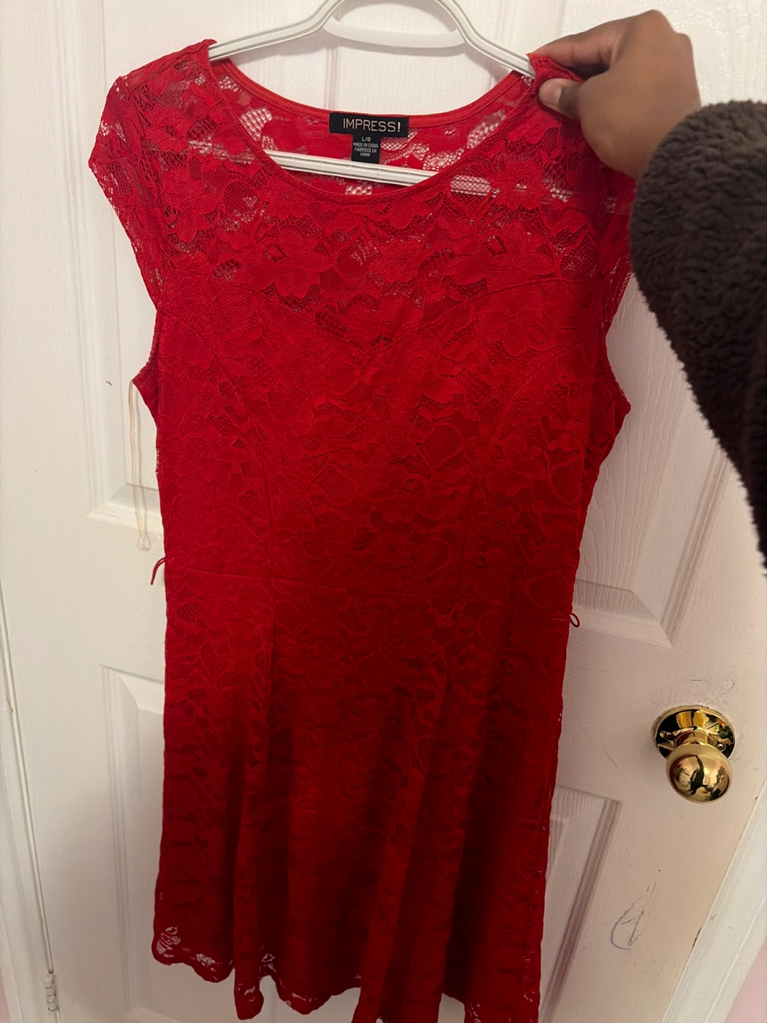Impress! Red Lace Cap Sleeve Fit & Flare Dress - photo 2