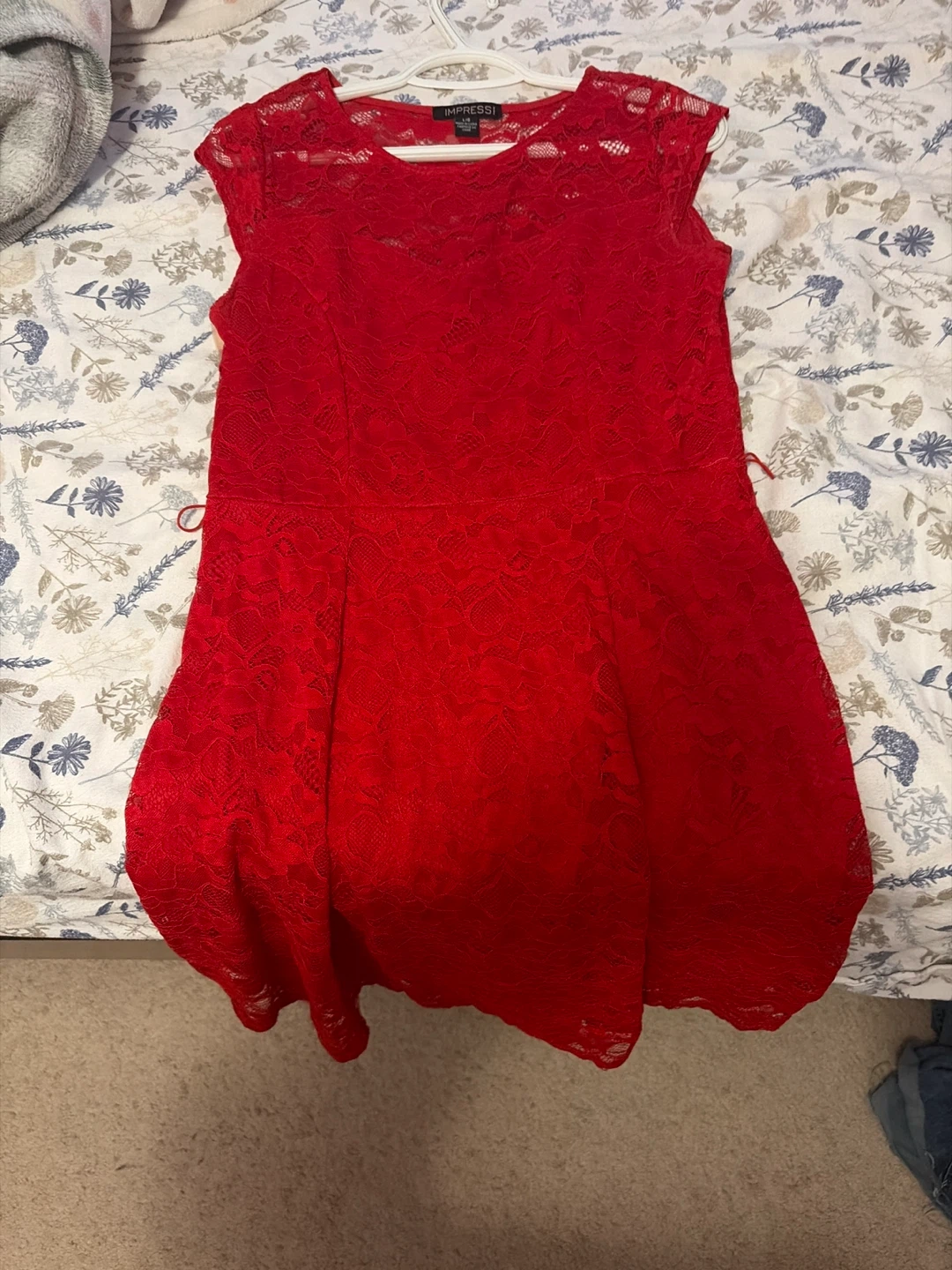 Impress! Red Lace Cap Sleeve Fit & Flare Dress