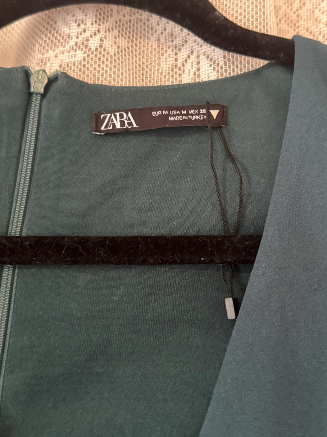 ZARA Long Sleeve Ruched Mini Dress - Teal - Size M - photo 2