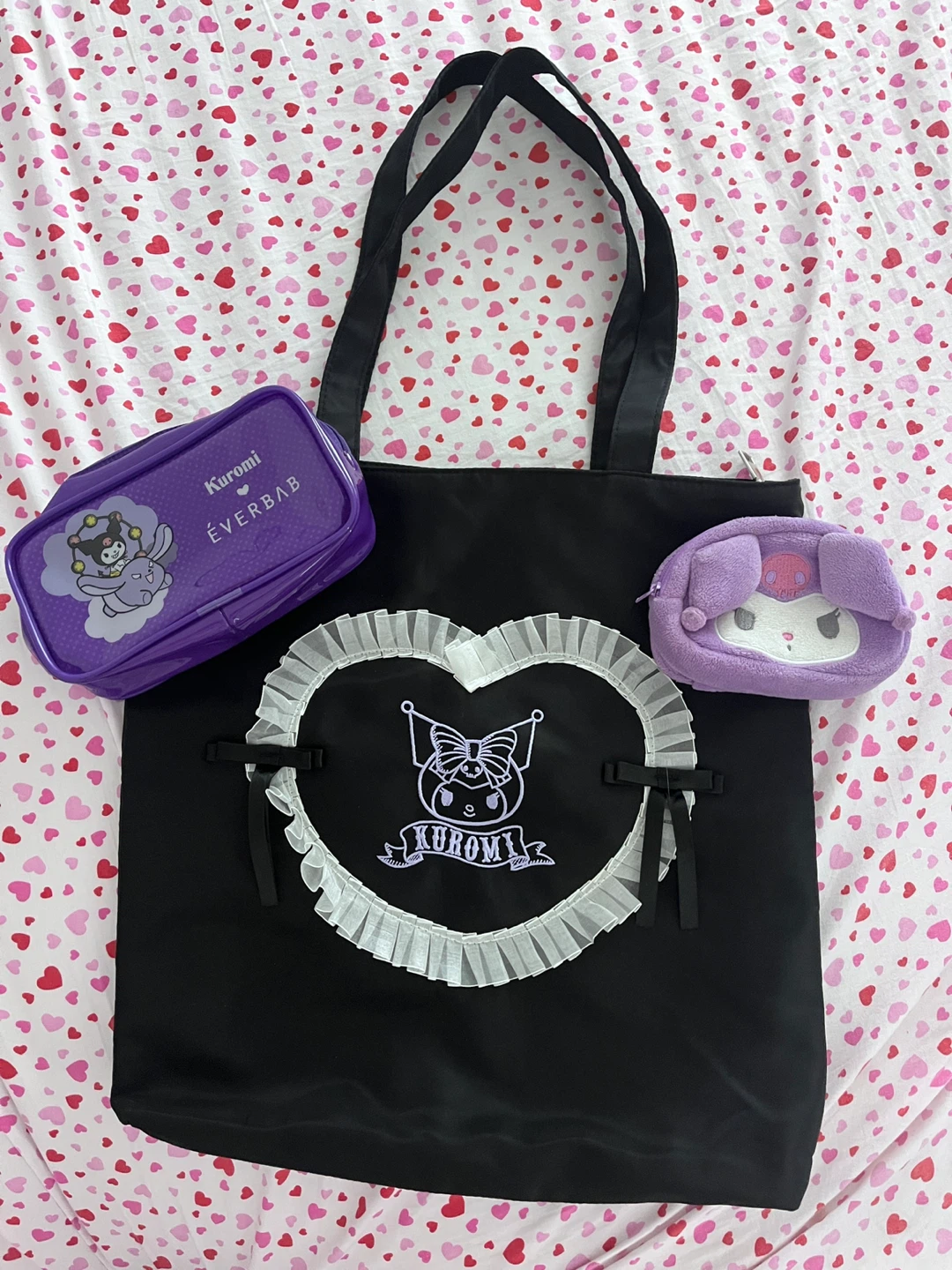 Kuromi Tote Bag Set with Pouches