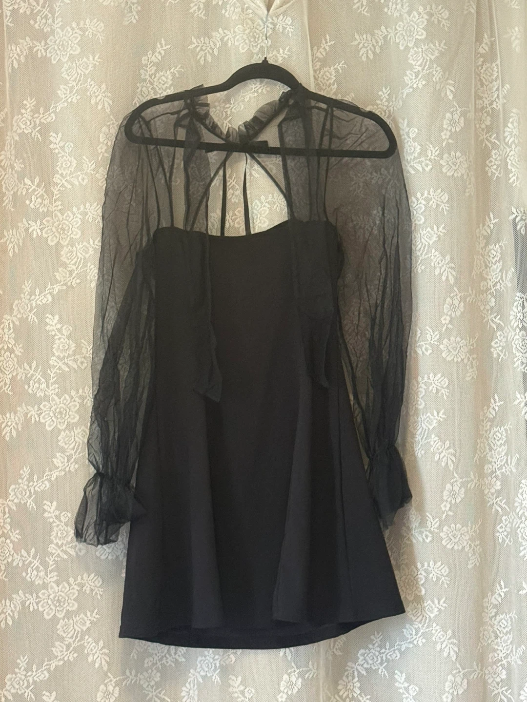 Black Sheer Sleeve Mini Dress - photo 2