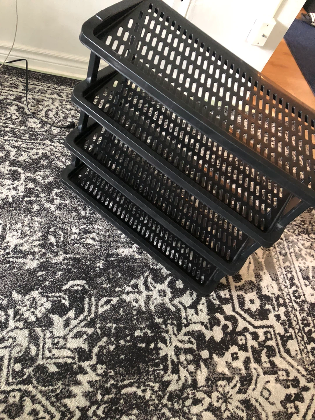 Black 4-Tier Plastic Shoe Rack
