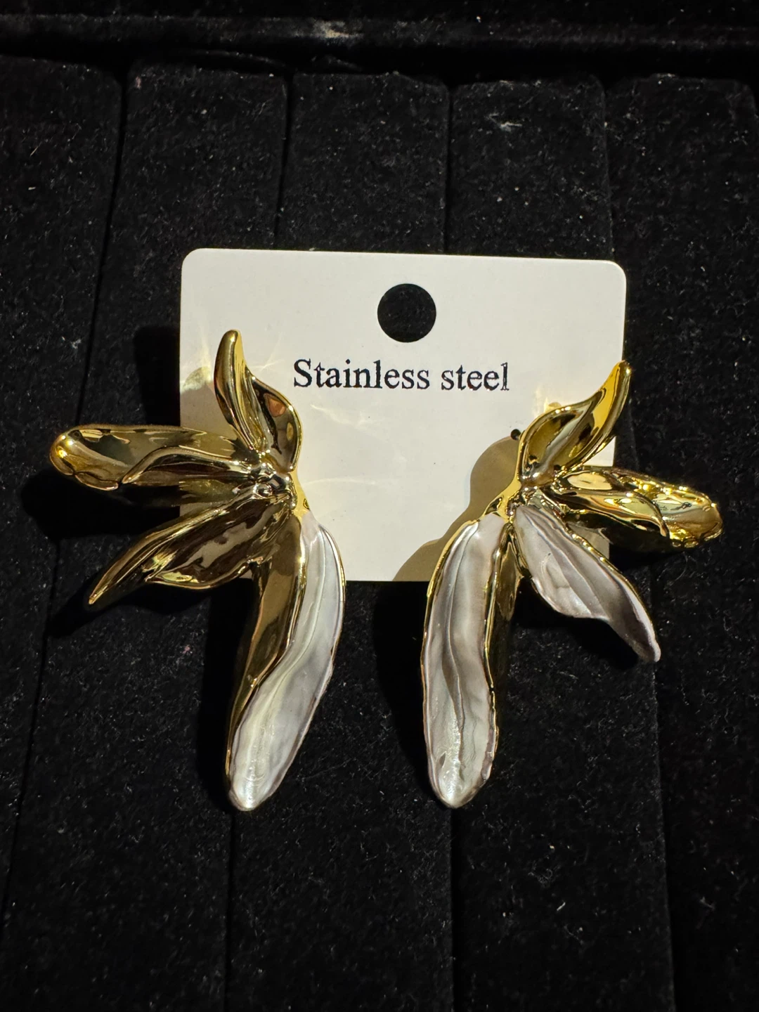 Gold and Silver Tone Floral Earrings - Stainless Steel - photo 4