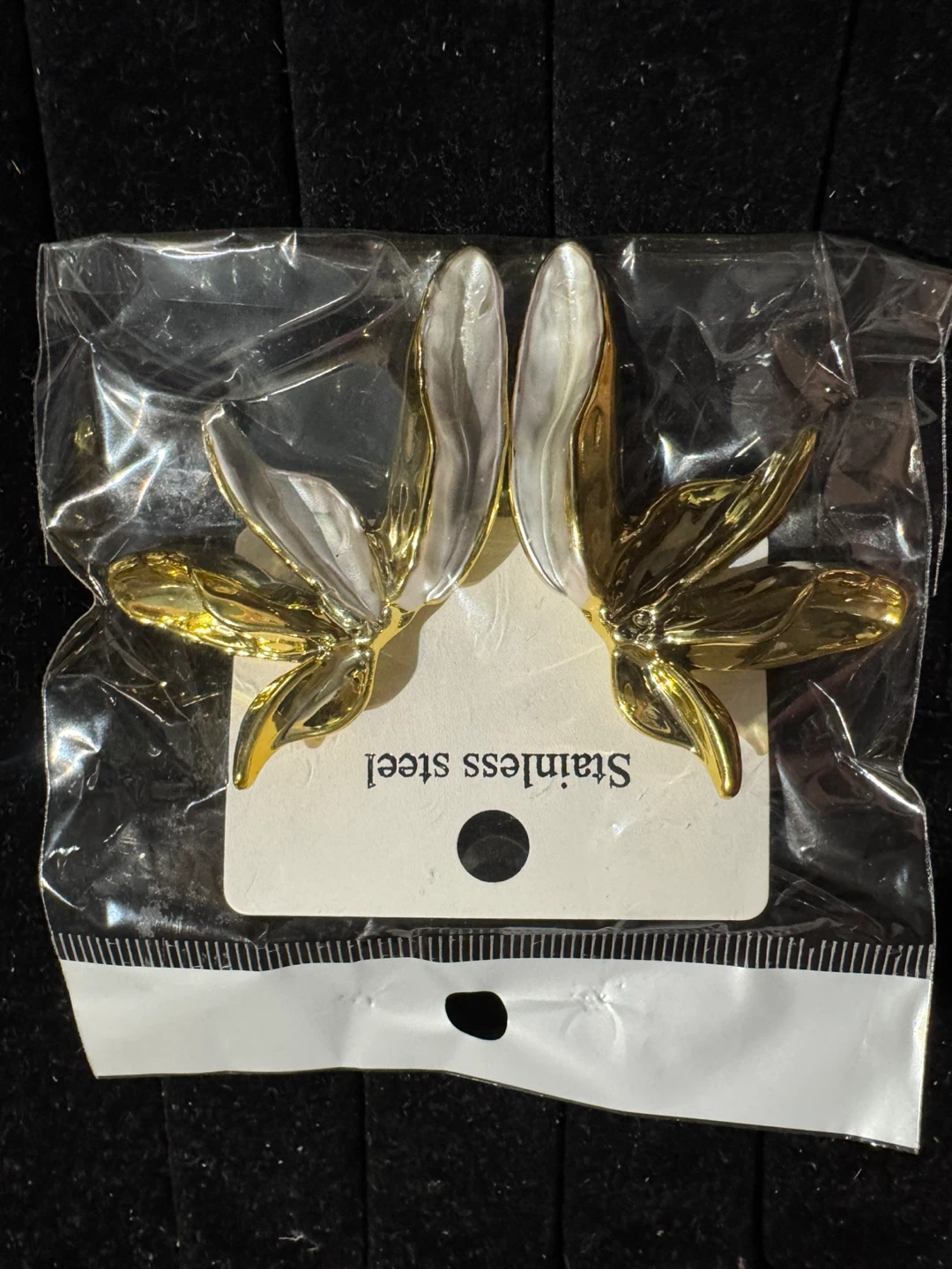 Gold and Silver Tone Floral Earrings - Stainless Steel - photo 2