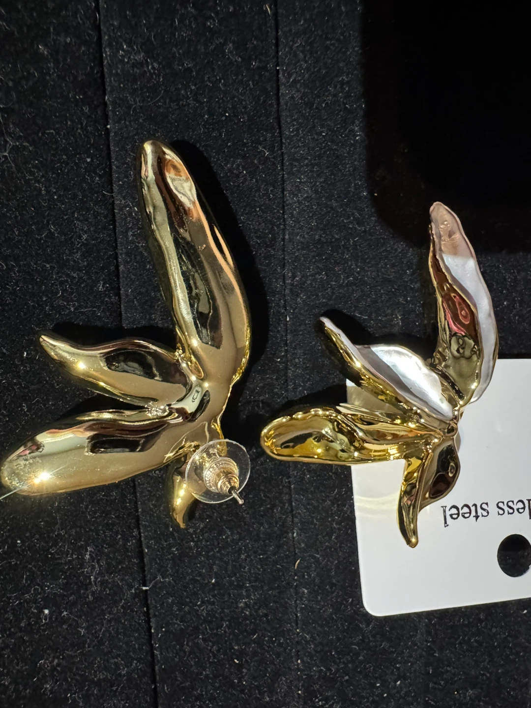 Gold and Silver Tone Floral Earrings - Stainless Steel - photo 3
