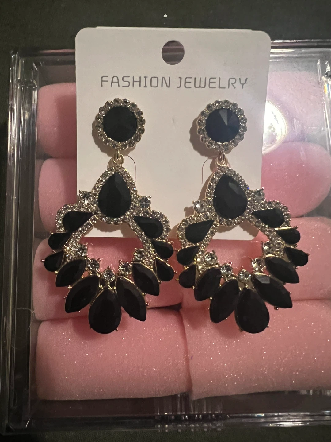 Fashion Jewelry Black Crystal Earrings