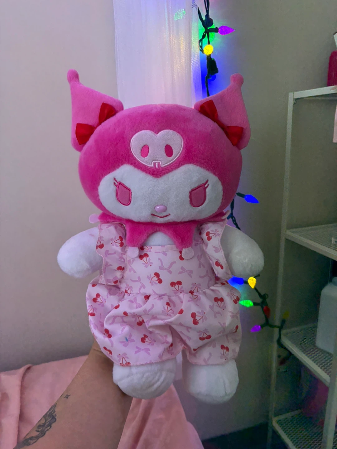 Kuromi Plush Toy with Cherry Outfit