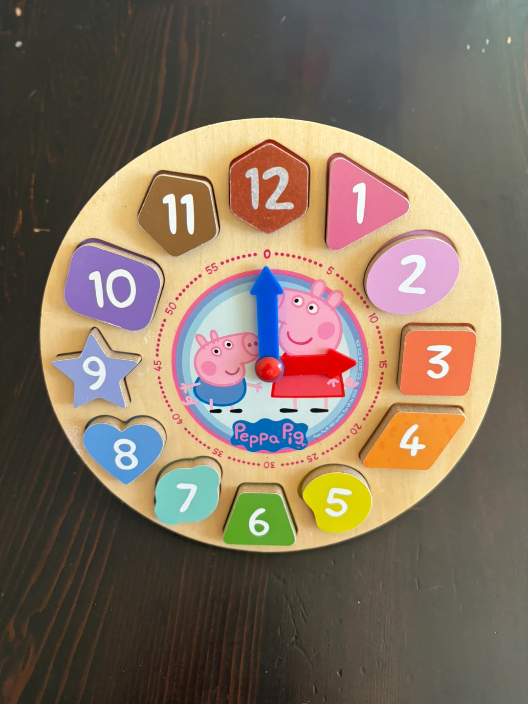 Peppa Pig Wooden Shape Sorter Clock Puzzle