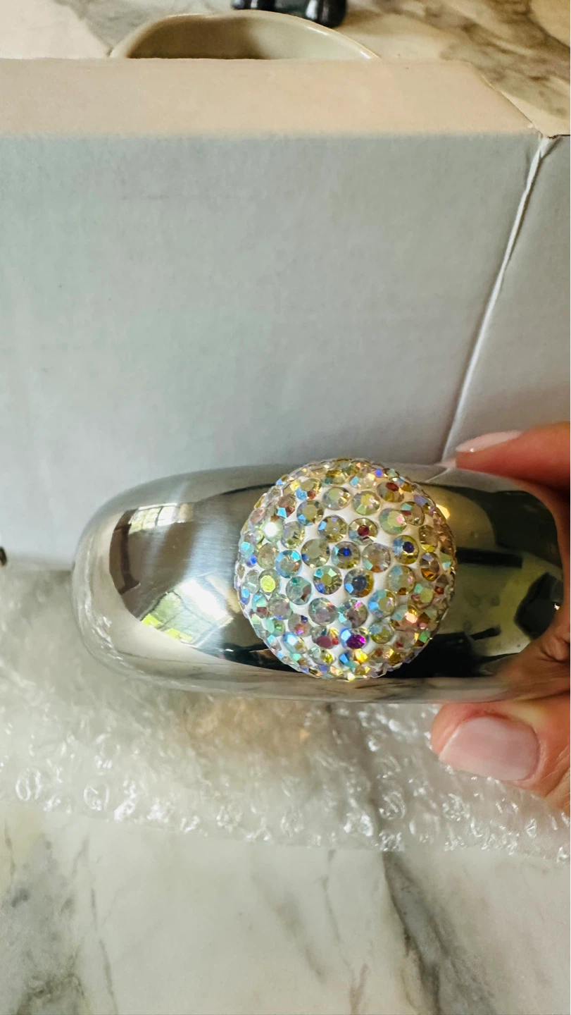 Stainless Steel Flask Bracelet with Rhinestone Cap - photo 2