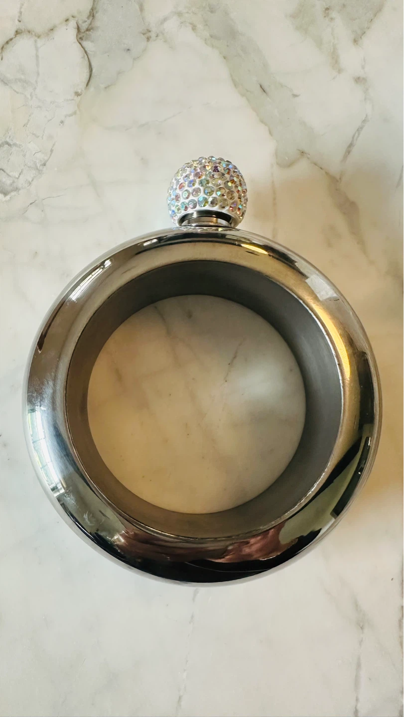 Stainless Steel Flask Bracelet with Rhinestone Cap - photo 4