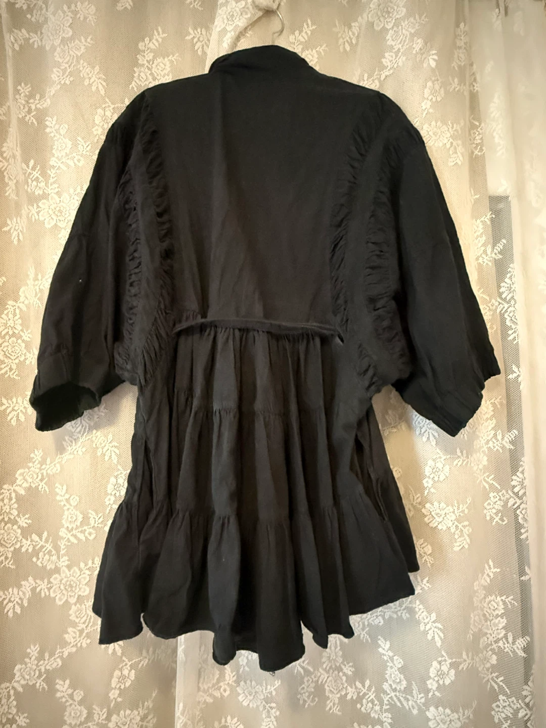 Free People Black Tiered Zipped Mini Dress with Belt - photo 4