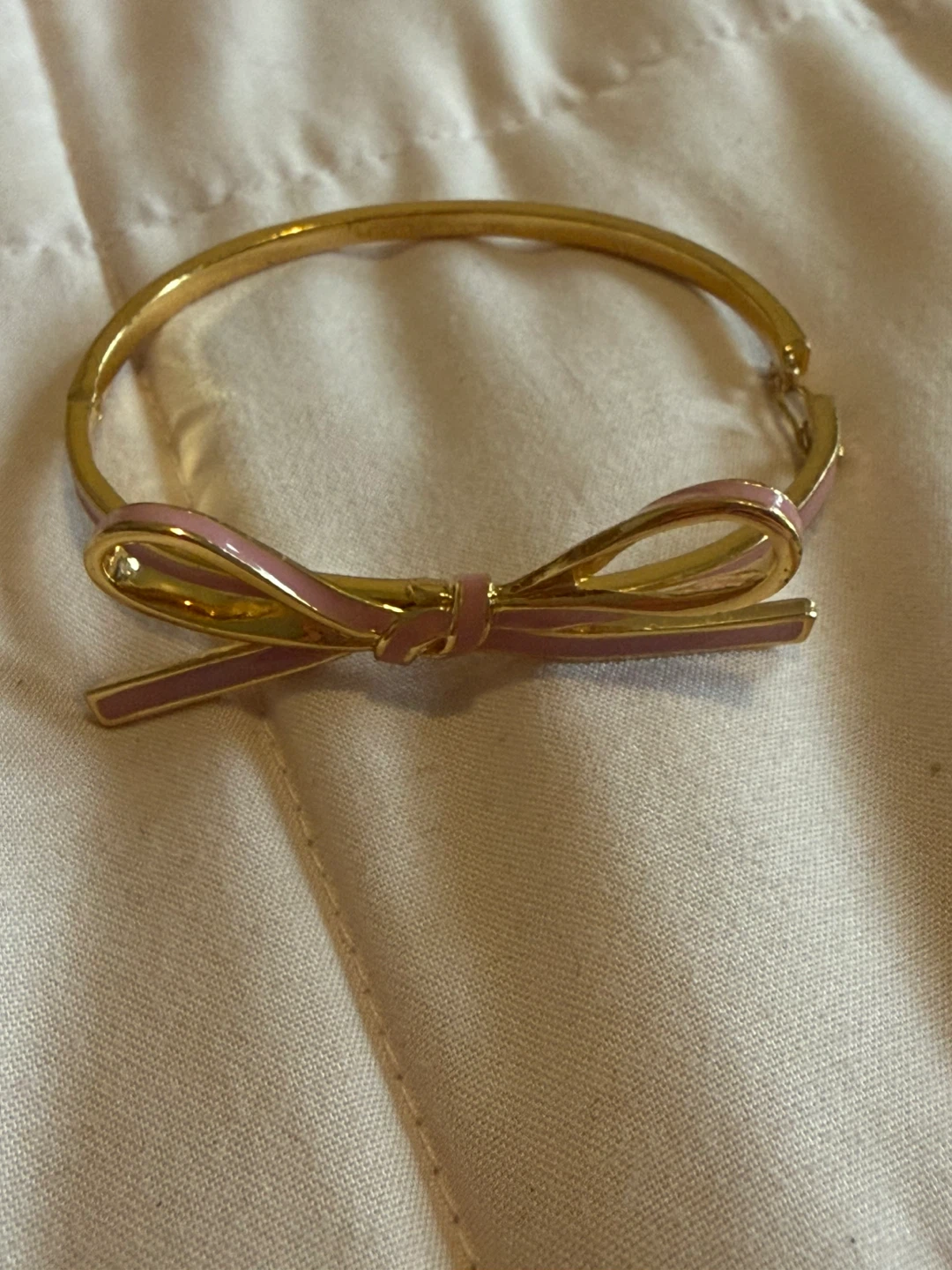 Kate Spade New York Gold Tone Pink Bow Bangle Bracelet - photo 3