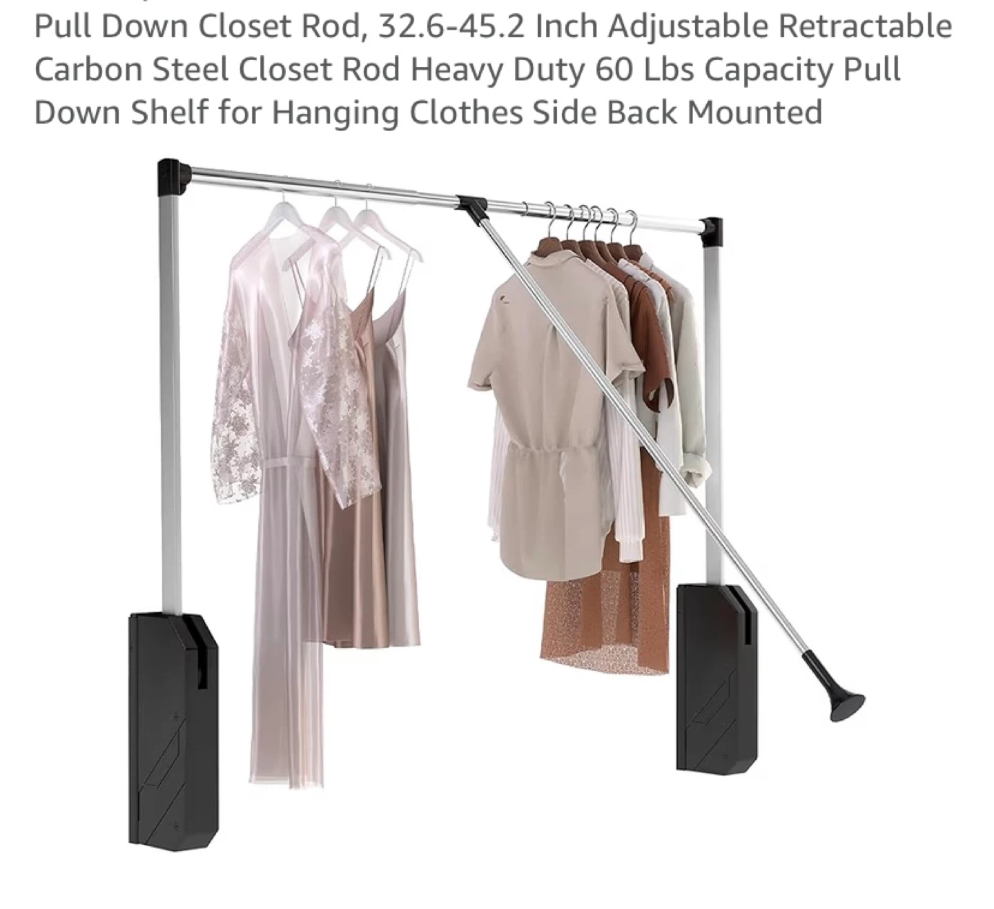 New Pull Down Closet Rod, 32.6-45.2 Inch Adjustable