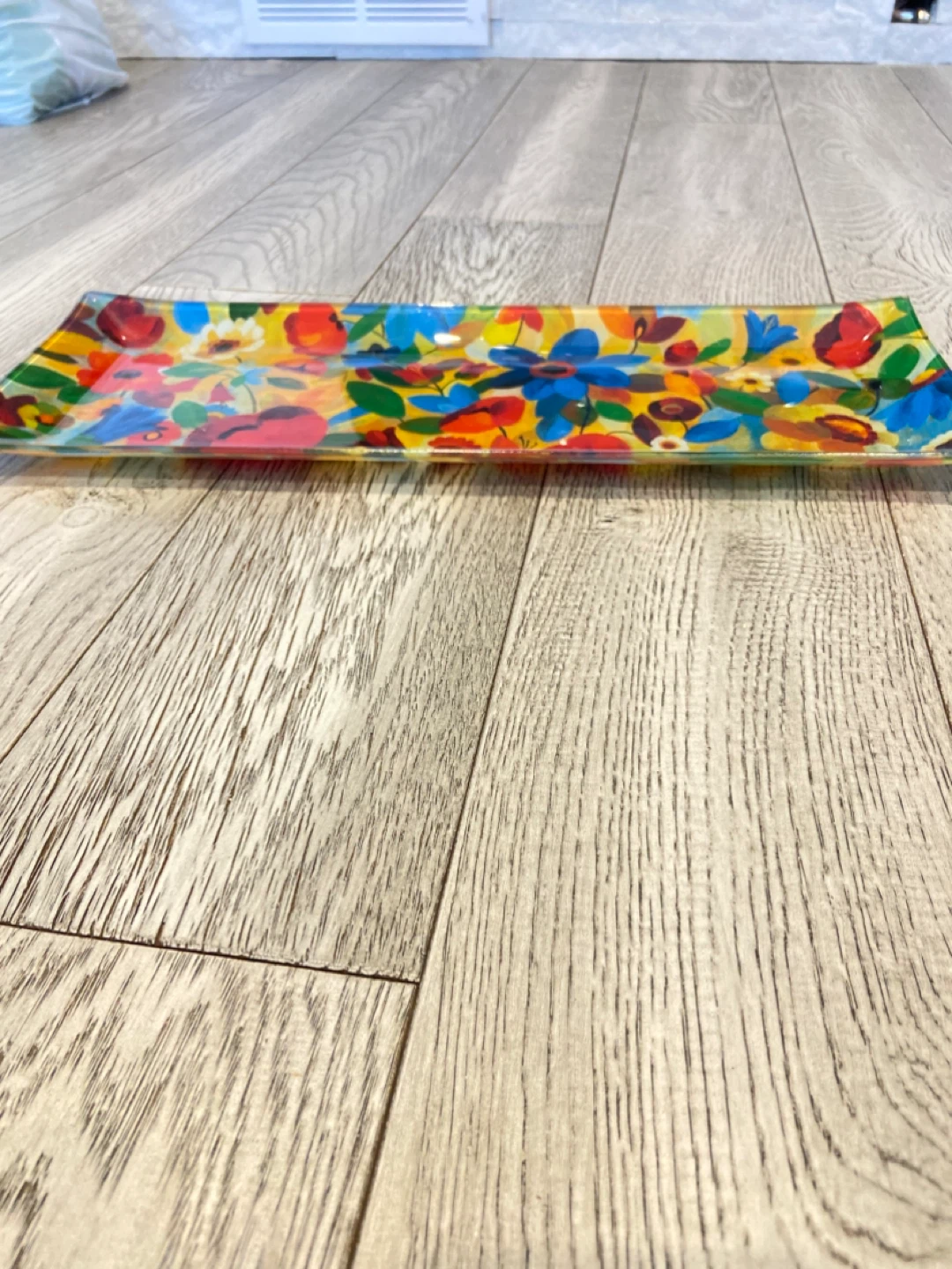 Decorative Rectangular Glass Tray - Floral Pattern - photo 2