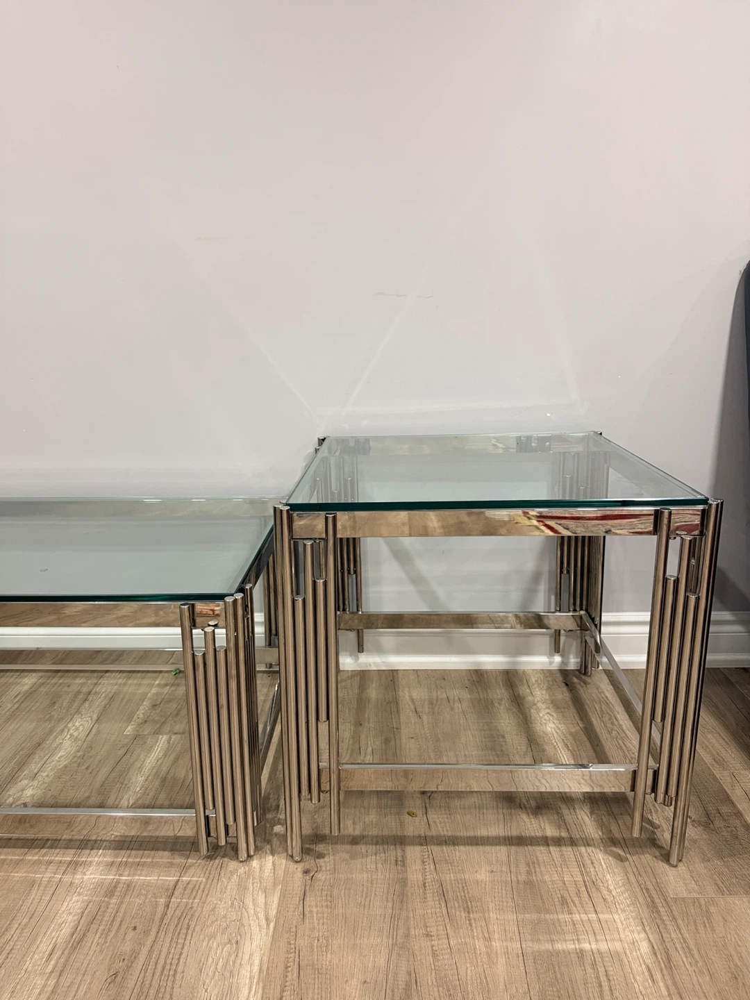 Modern Glass& Chrome Coffee Table+ Side Table Set - photo 3