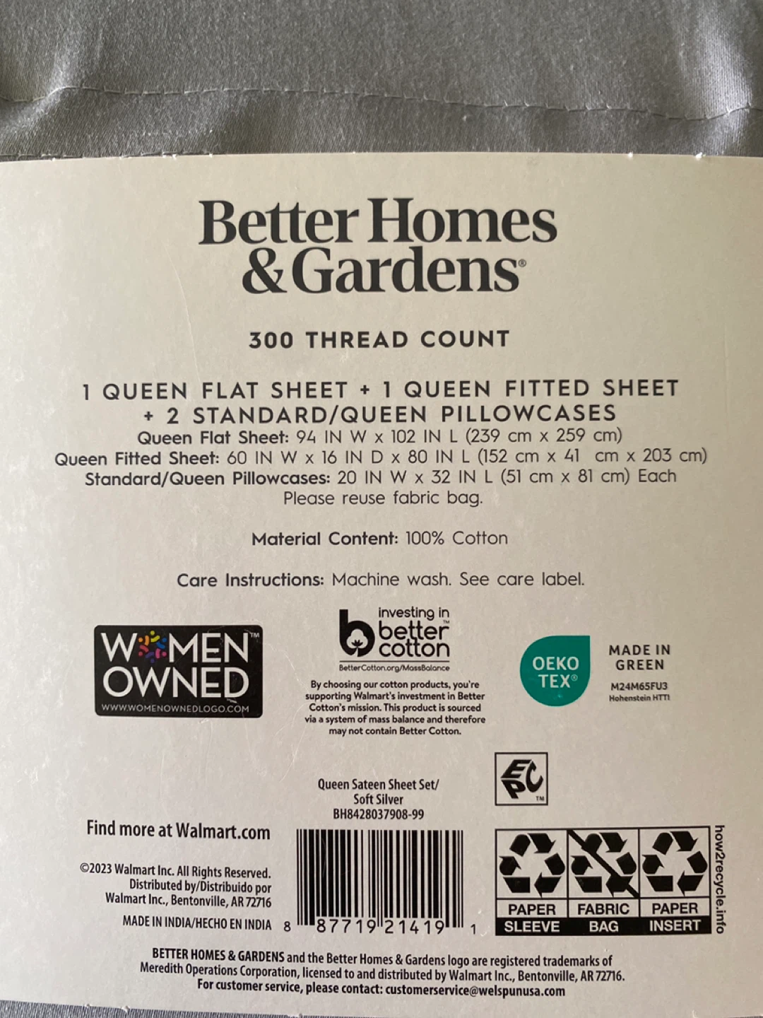 Better Homes & Gardens Queen Sateen Sheet Set - Soft Silver - photo 5