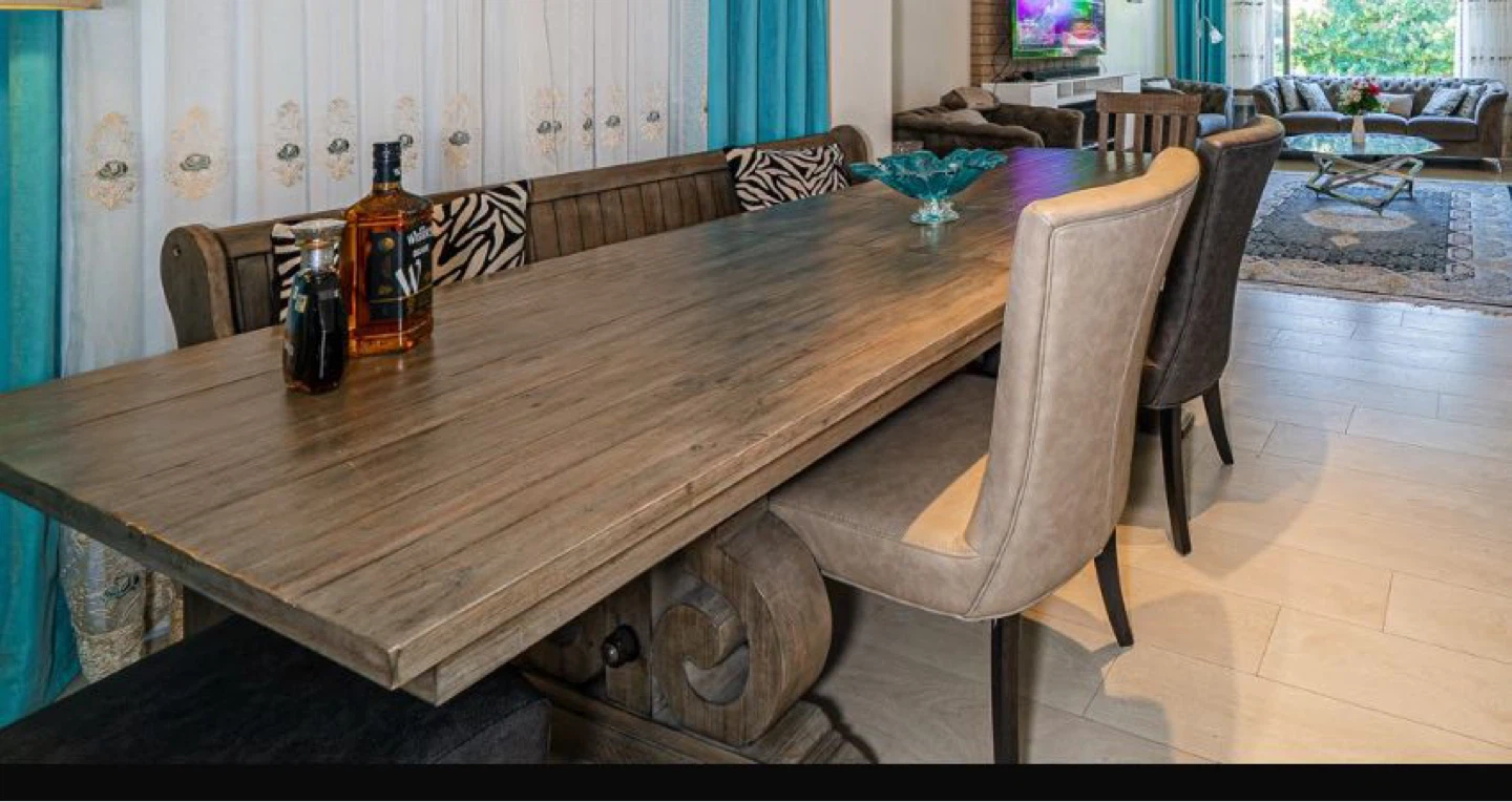 Rustic Wooden Dining Table with Bench Seating - photo 3