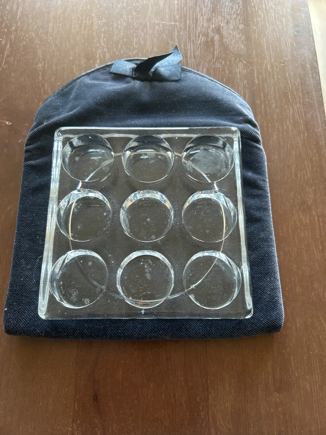 Clear Glass 9-Cavity Tray with Black Pouch