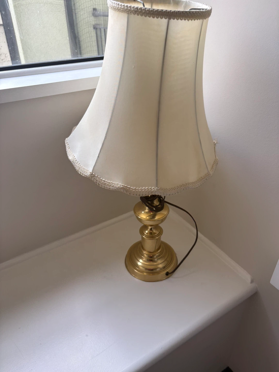 Cream Bell Lamp with Gold Base