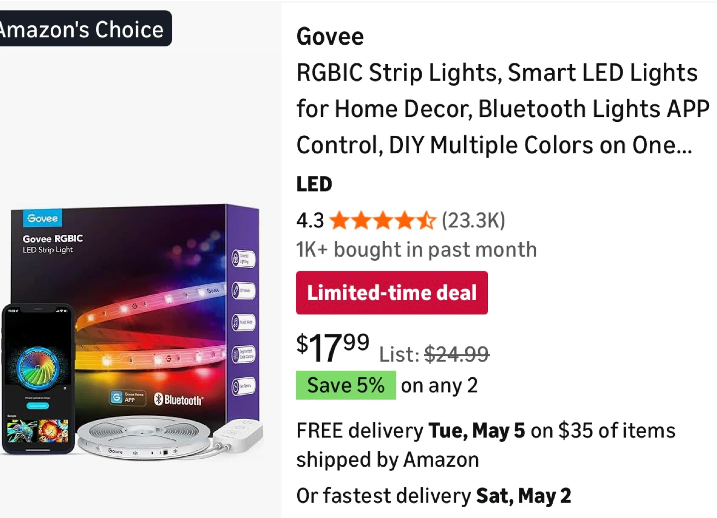 Govee RGBIC LED Strip Lights H617A - photo 4