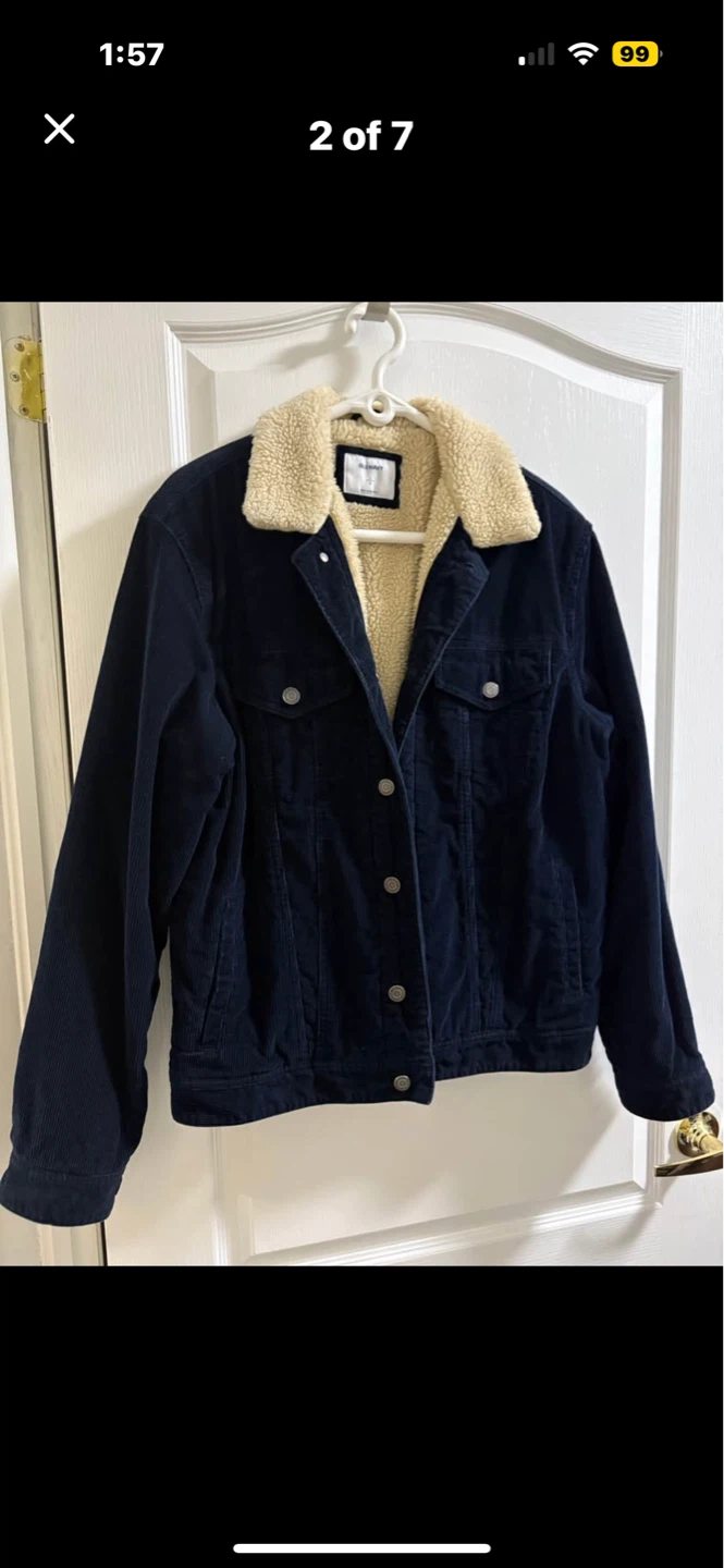 Old Navy Sherpa Lined Corduroy Jacket - Navy - Size L - photo 2