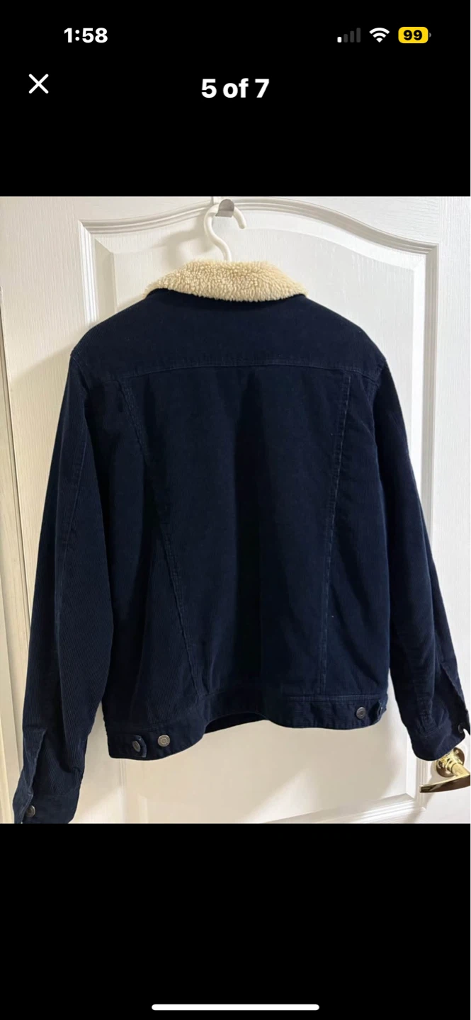 Old Navy Sherpa Lined Corduroy Jacket - Navy - Size L - photo 5