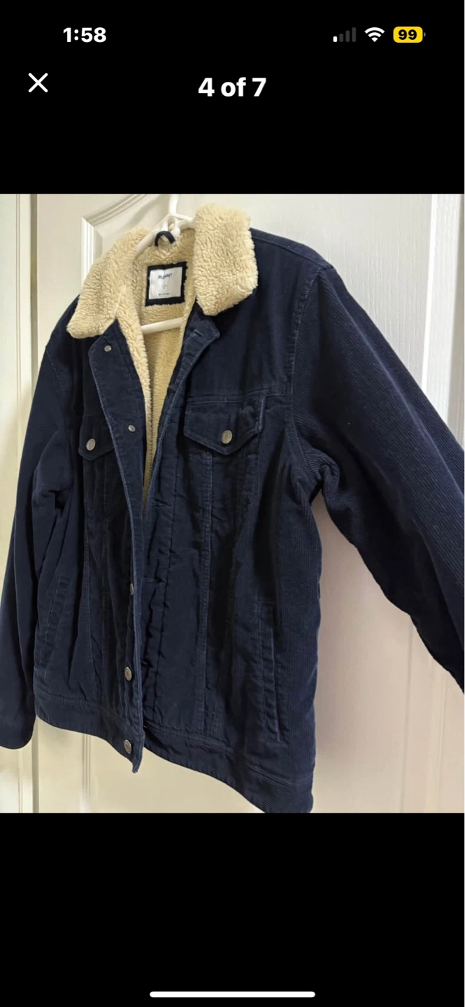 Old Navy Sherpa Lined Corduroy Jacket - Navy - Size L - photo 4