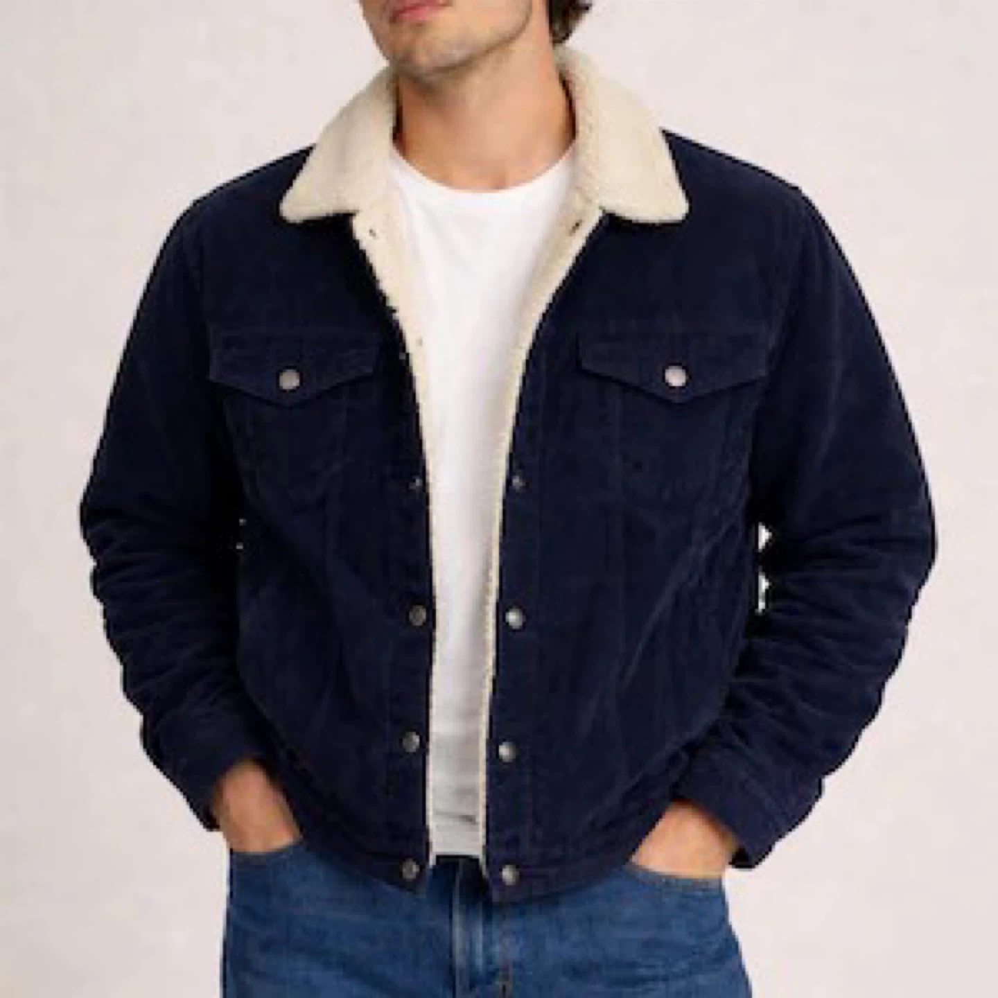 Old Navy Sherpa Lined Corduroy Jacket - Navy - Size L