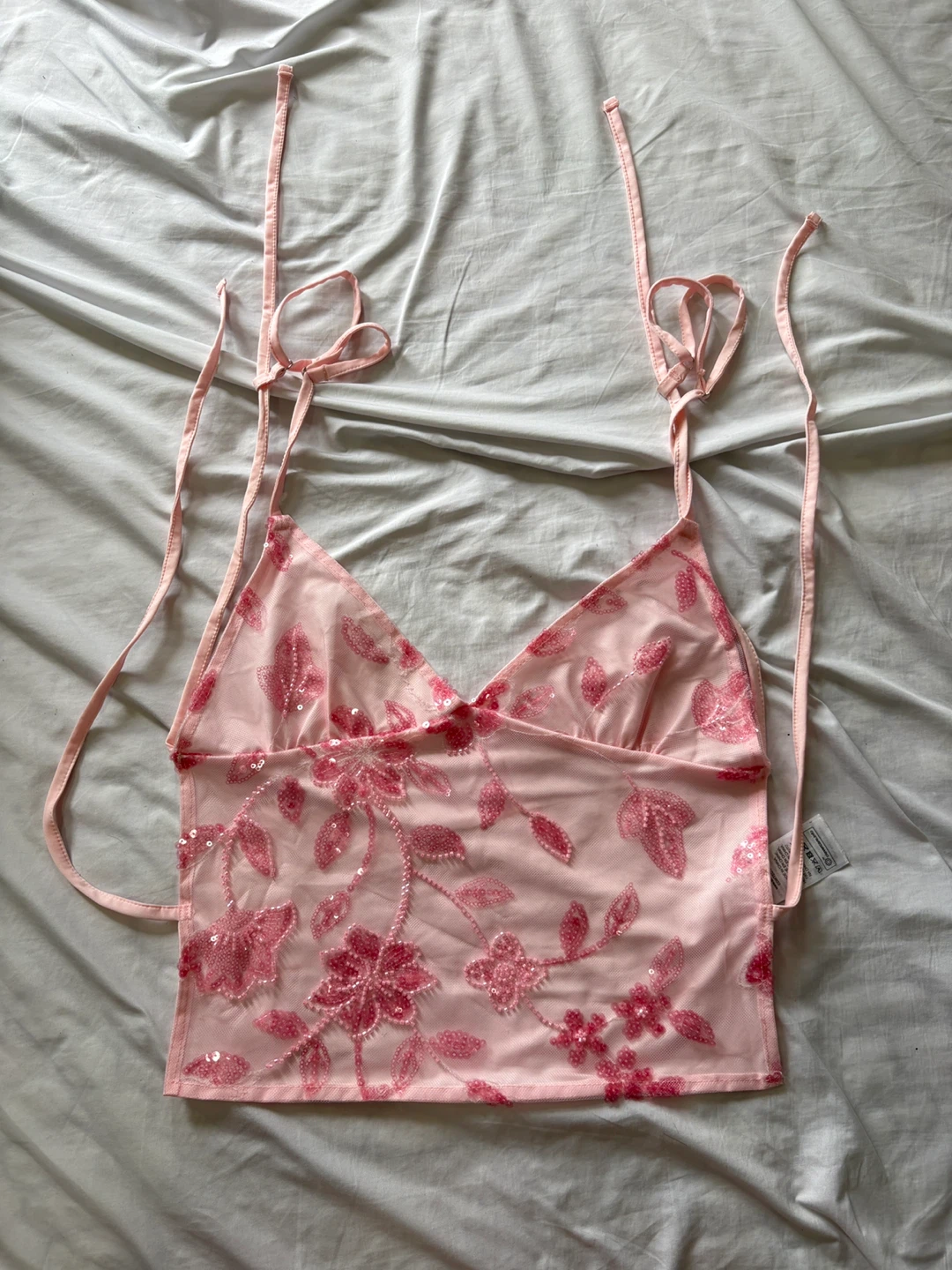 PIA SEQUIN FLORAL BACKLESS TOP