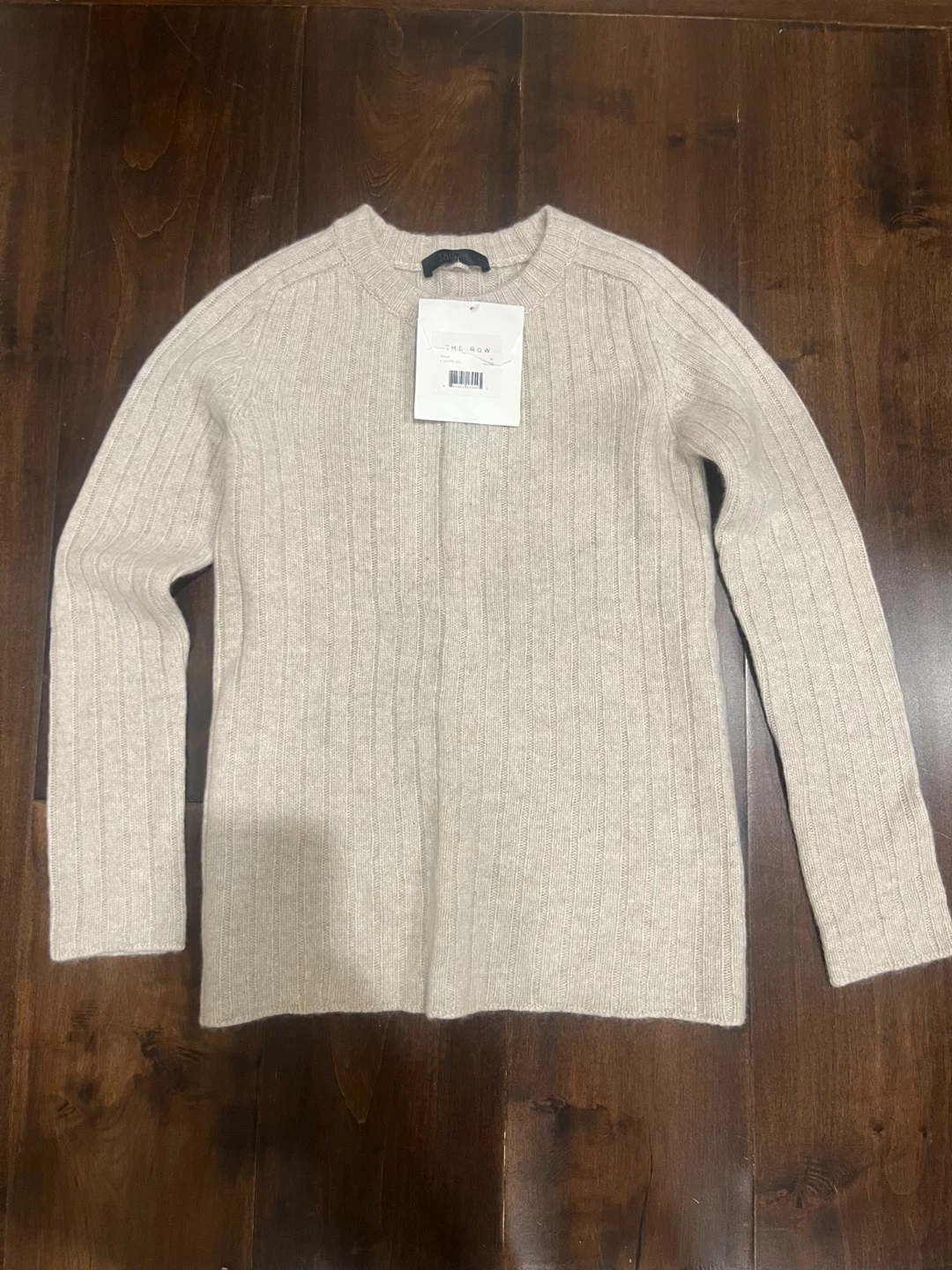 The Row Milo Ribbed Knit Sweater XS Stone