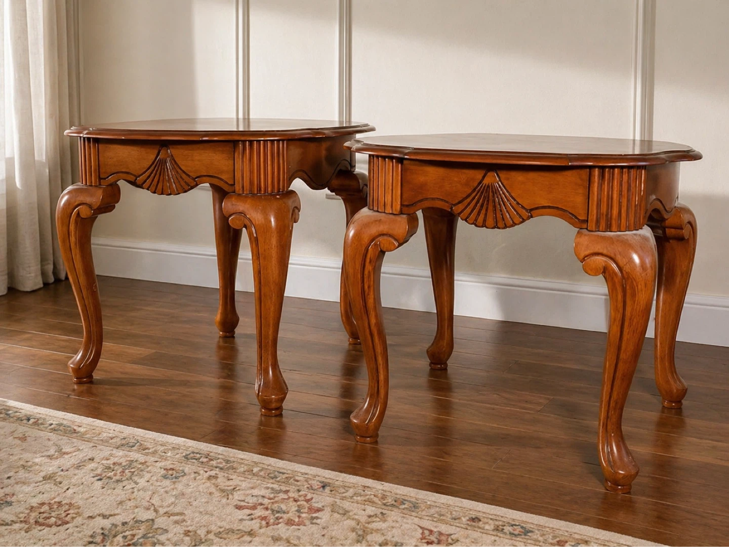 Two Vintage Ornate Wooden Side Tables