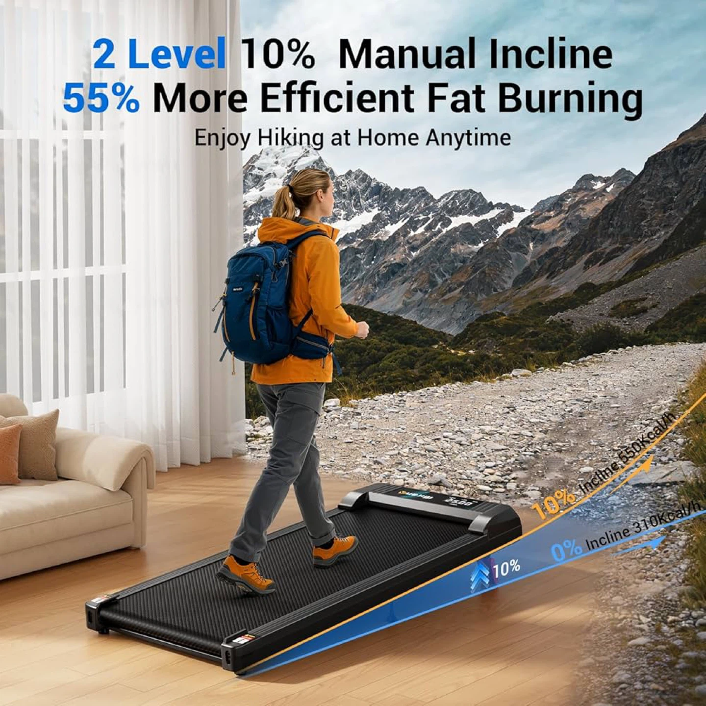 YUEJIQI 2.5HP Folding Treadmill with 16" Wide Running Surface - photo 2