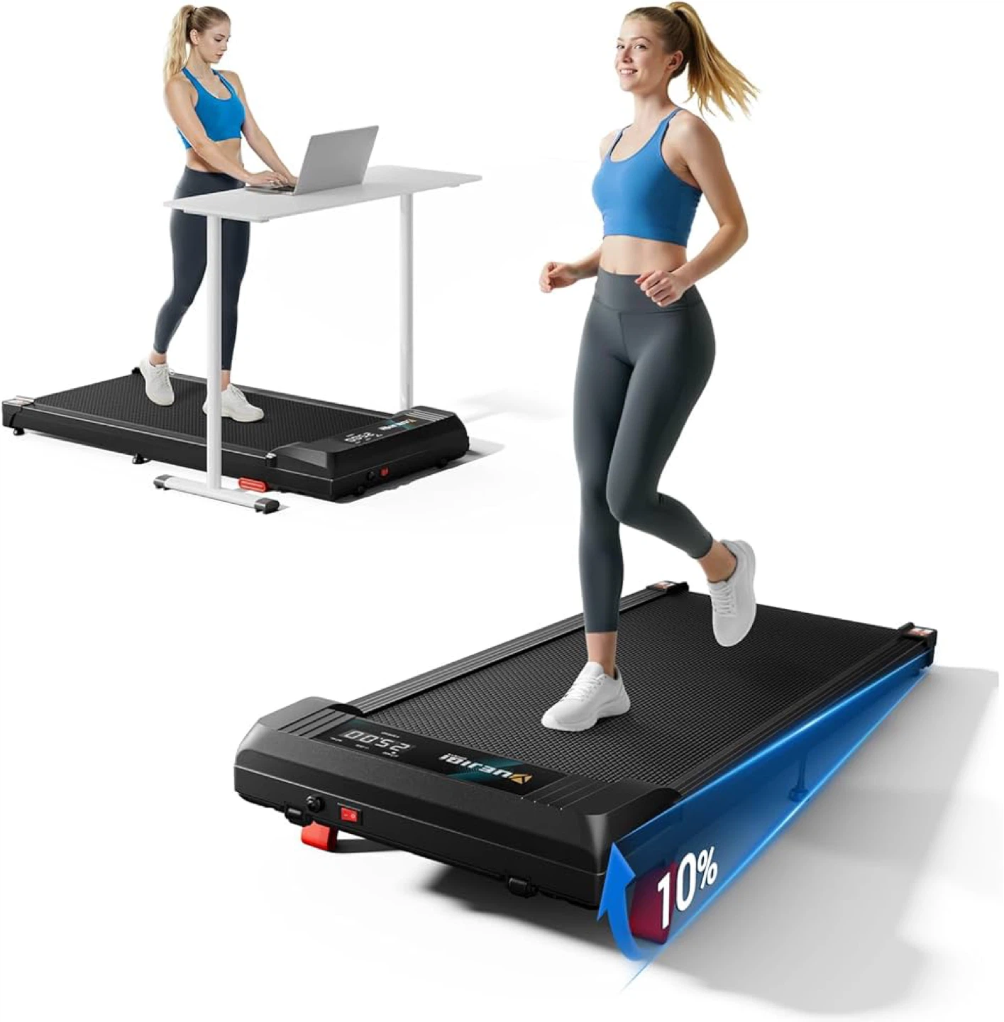 YUEJIQI 2.5HP Folding Treadmill with 16" Wide Running Surface