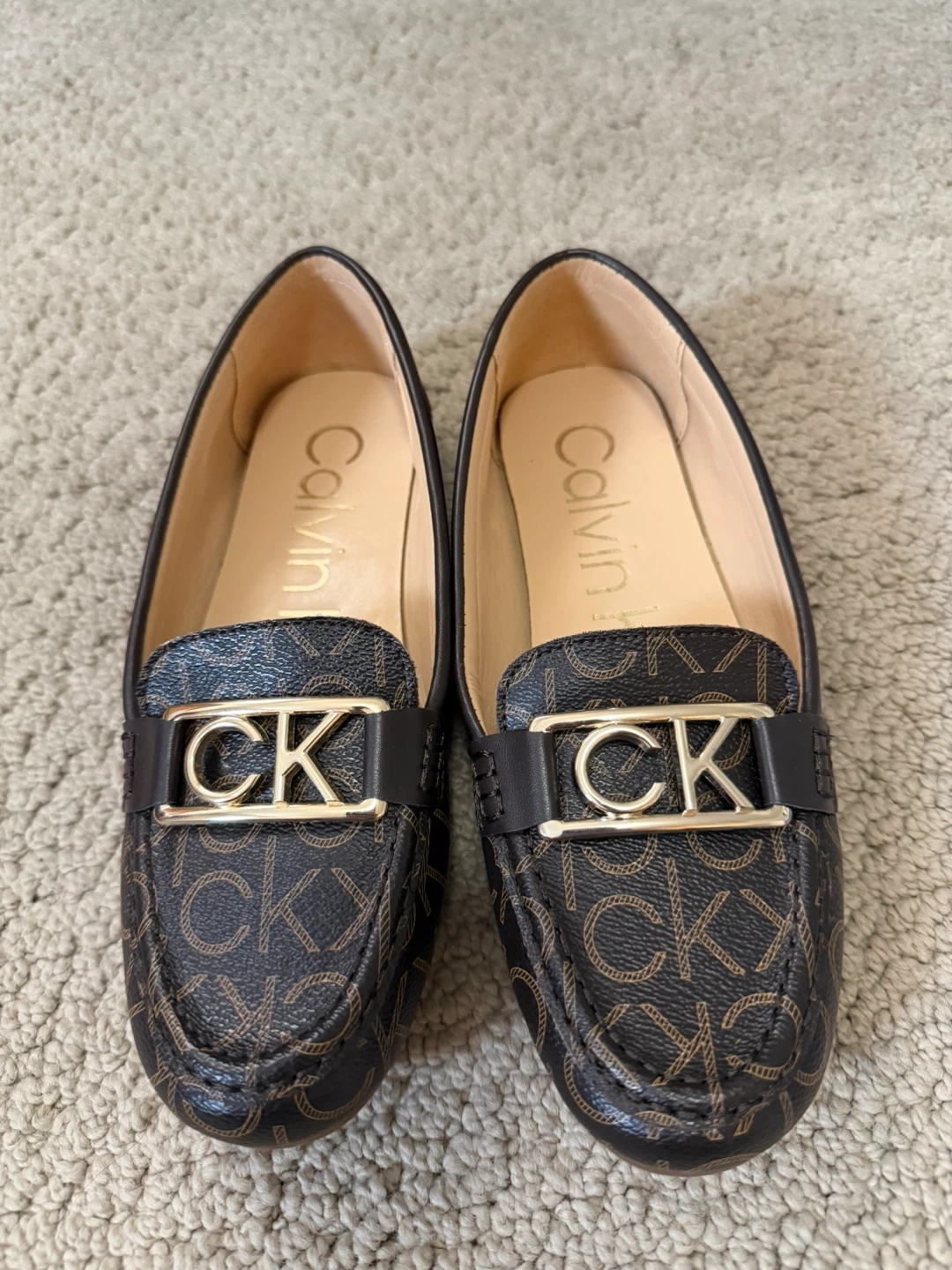 Calvin Klein Women's Logo Loafers - Brown Monogram