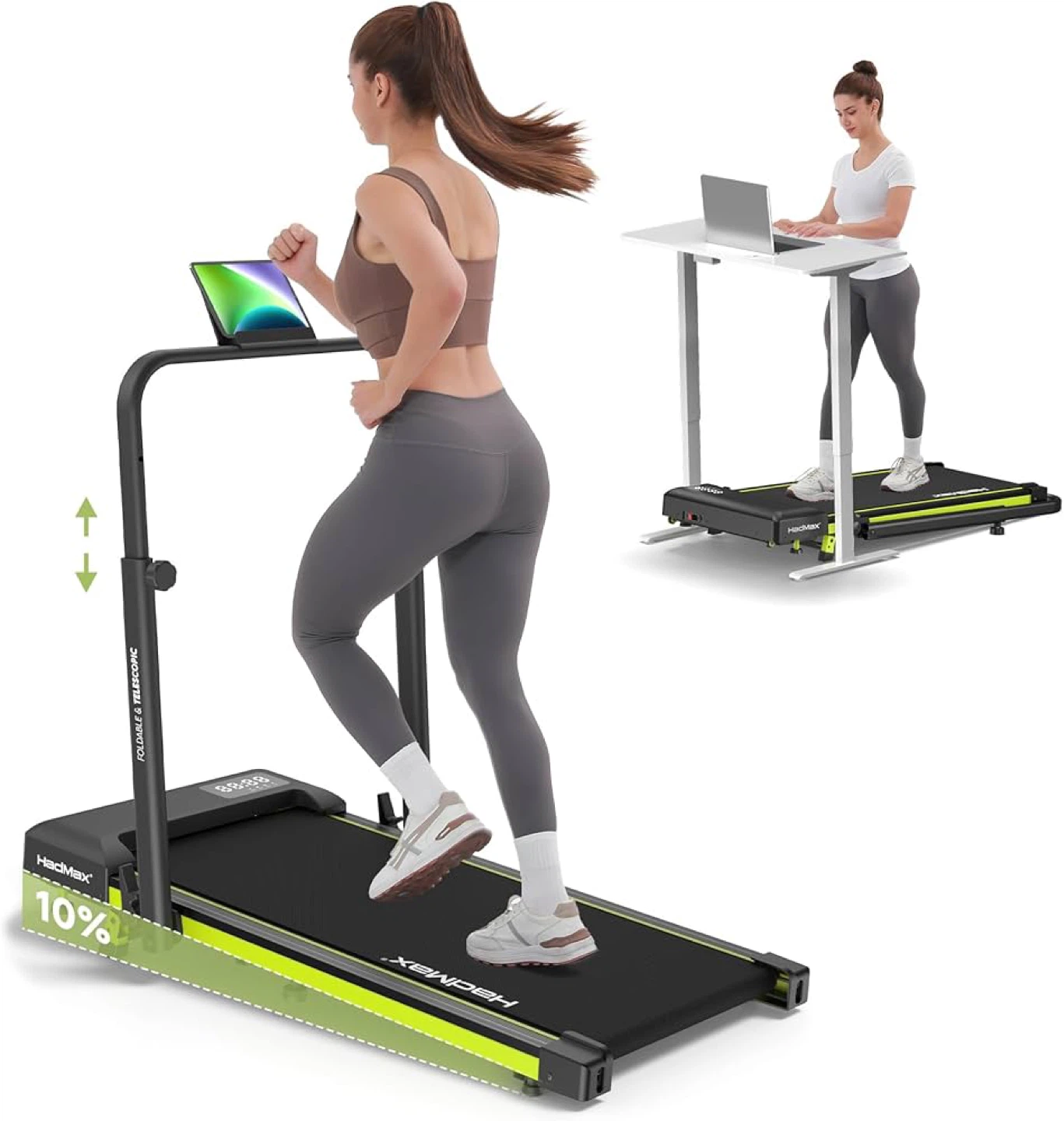 HaoMax Foldable Treadmill with Adjustable Handlebar