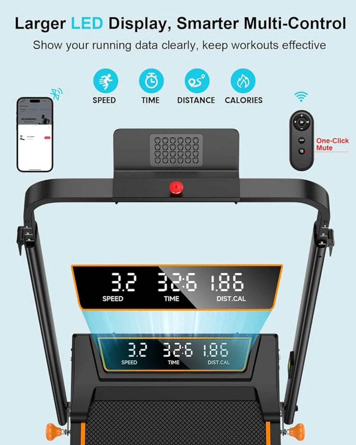 Compact Folding Treadmill with Adjustable Handlebar - photo 5
