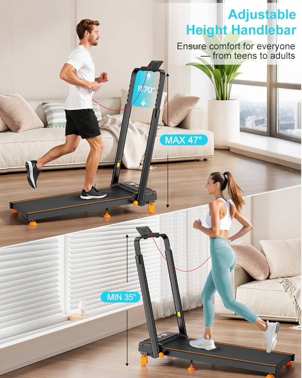Compact Folding Treadmill with Adjustable Handlebar - photo 2