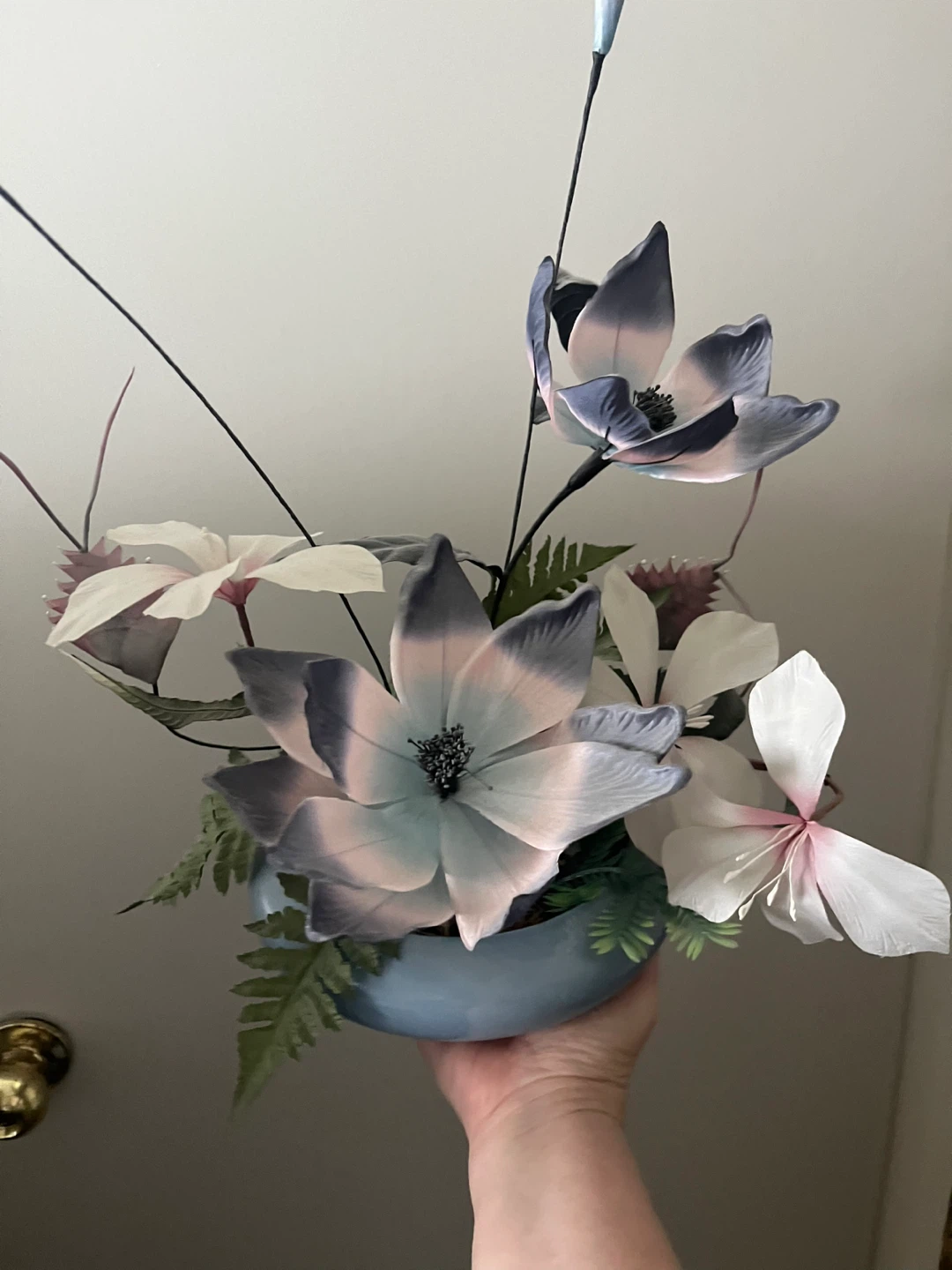 Silk Flower Arrangement in Blue Base